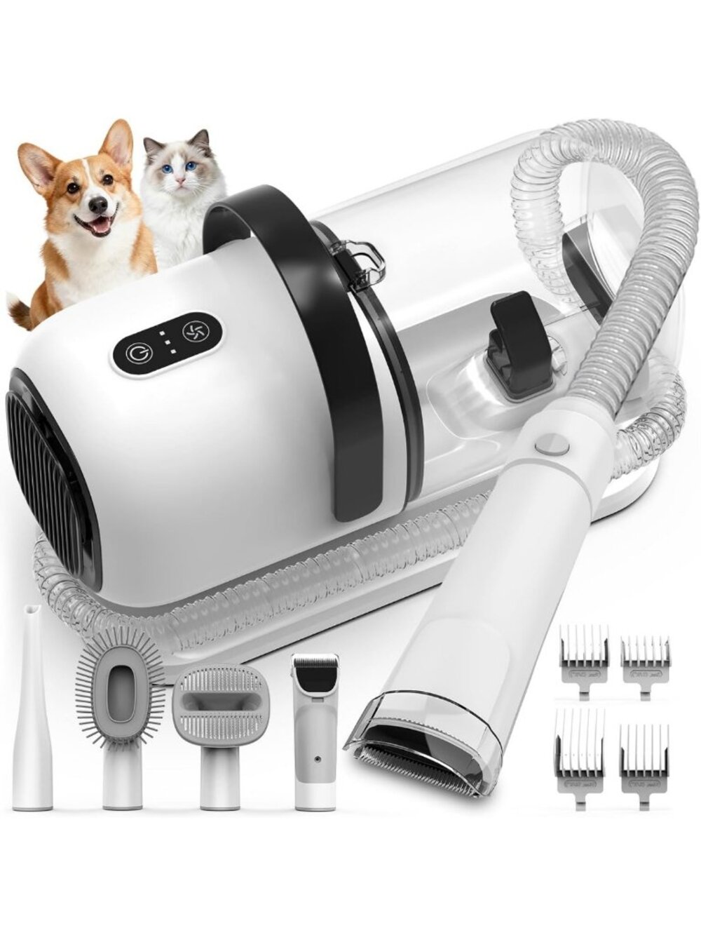 All-in-One Dog Grooming Kit: Low Noise Vacuum, Hair Clipper & Shedding Brush